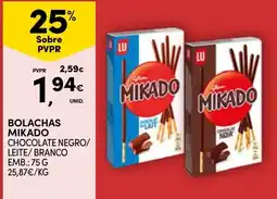 Continente Bolachas mikado chocolate negro/leite/branco promoção