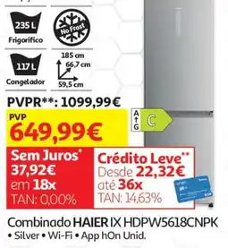 Auchan Combinado haier ix hdpw5618cnpk promoção
