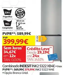 Auchan Combinado Indesit Ink2 5322 Xb4e • Inox promoção