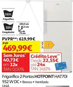 Auchan Frigorífico 2 Portas Hotpoint Hat70i promoção