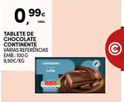 Continente Tablete de chocolate continente promoção