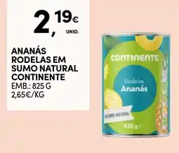 Continente Ananás rodelas em sumo natural continente promoção
