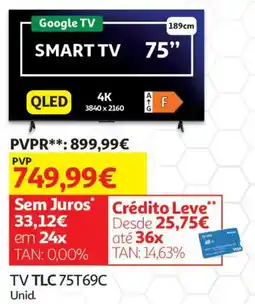 Auchan Google TV smart tv 75" promoção