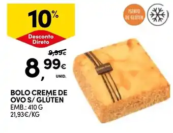 Continente Bolo creme de ovo s/ glúten promoção