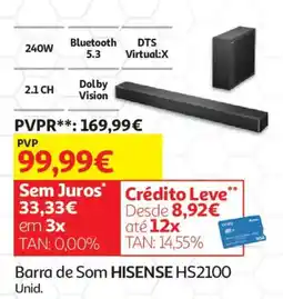 Auchan Barra de Som Hisense HS2100 promoção