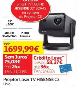 Auchan Projetor laser tv hisense c3 promoção