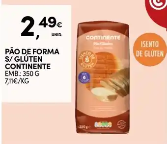 Continente Pão de forma s/glúten continente promoção