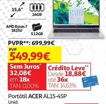 Auchan Portátil acer al15 45p promoção