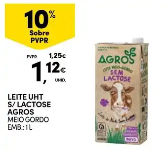 Continente Leite uht s/ lactose agros meio gordo promoção