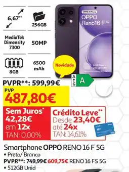 Auchan smartphone oppo reno 16 f 5g promoção