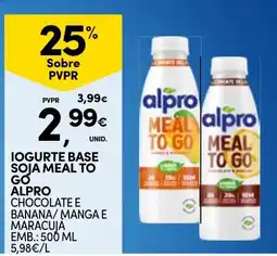 Continente Iogurte base soja meal to go alpro chocolate e banana/ manga e maracujá promoção