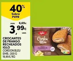 Continente Crocantes de frango recheados iglo cordon bleu promoção