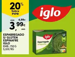 Continente esparregado de espinafre iglo promoção
