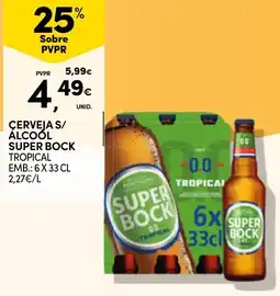 Continente Cervejas s/ álcool super bock tropical promoção