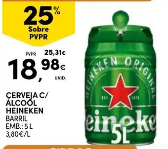 Cerveja c/ álcool heineken barril