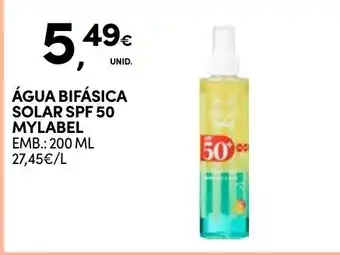 Continente água bifásica solar spf 50 mylabel promoção