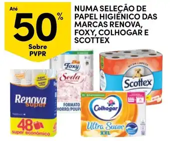 Continente papel higiênico das marcas renova, foxy, colhogar e scottex promoção