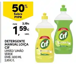 Continente Detergente manual loiça cif limão/limão verde promoção