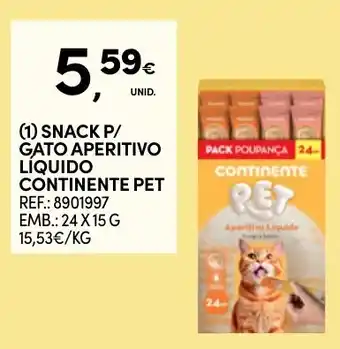 Continente Snack p/ gato aperitivo liquido continente pet promoção