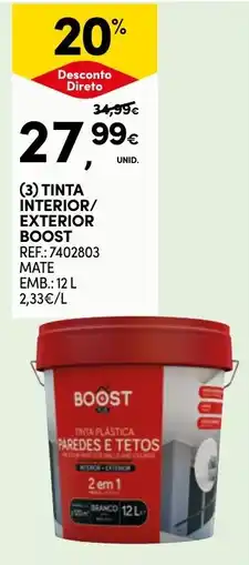 Continente Boost tinta plástica paredes e tetos promoção