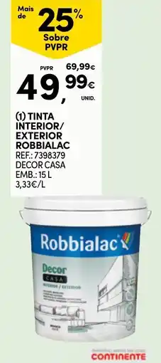 Continente Tinta interior/ exterior robbialac promoção