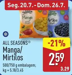 ALDI All seasons manga/mirtilos promoção