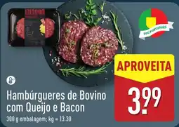 ALDI Hambúrgueres de Bovino com Queijo e Bacon promoção
