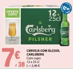 E.Leclerc Cerveja com álcool carlsberg com copo promoção