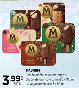 Coviran magnum gelado amêndoa ou morango e chocolate branco promoção
