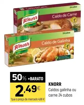 Coviran Knorr caldos galinha ou carne 24 cubos promoção