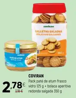 Coviran Coviran pack paté de atum frasco vidro + bolaca aperitiva redonda salgada promoção