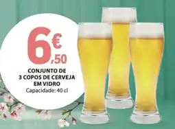 E.Leclerc Conjunto de 3 copos de cerveja em vidro promoção