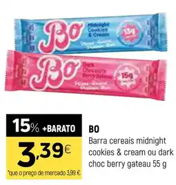 Coviran Bo barra cereais midnight cookies & cream ou dark choc berry gateau promoção