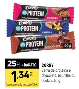 Coviran Corny barra de proteína e chocolate, baunilha ou cookies promoção