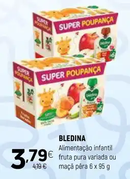 Coviran Bledina alimentação infantil fruta pura variada ou maçã pêra promoção
