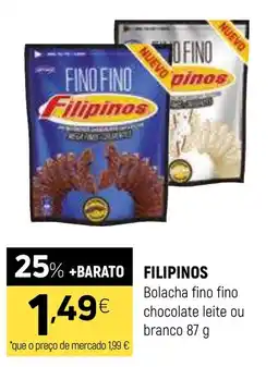 Coviran Filipinos bolacha fino fino chocolate leite ou branco promoção