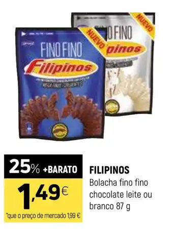 Coviran Filipinos bolacha fino fino chocolate leite ou branco promoção