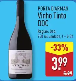 ALDI Porta d'armas vinho tinto doc promoção