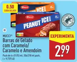 ALDI Mucci barras de gelado com caramelo/ caramelo e amendoim promoção