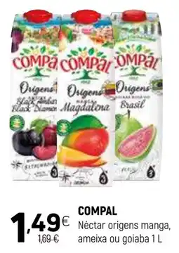 Coviran Compal nectar origens manga, ameixa ou goiaba promoção