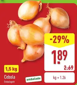 ALDI Cebola Embalagem promoção