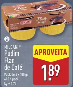 ALDI Milsani pudim flan de café promoção
