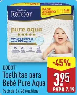 ALDI Dodot toalhitas para bebé pure aqua promoção