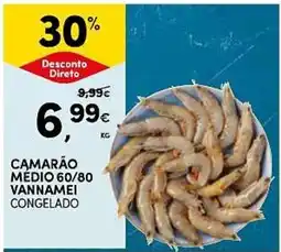 Continente Camarão médio 60/80 vannamei congelado promoção