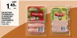 Continente Salsichas churrasco classicas/picantes continente promoção