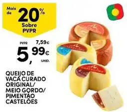Continente Queijo de vaca curado original/meio gordo/pimentão castelões promoção