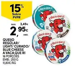 Continente queijo regular/light/curado/blue cheese a vaca que ri promoção