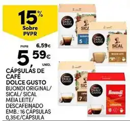 Continente Cápsulas de café dolce gusto buondi original/ sical/ sical meia leite/ descafeinado promoção