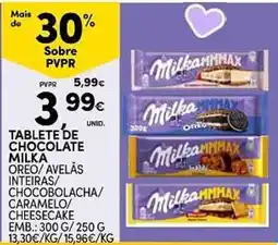Continente Tablete de chocolate milka promoção