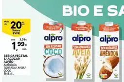Continente Bebida vegetal s/ açúcar alpro amêndoa promoção